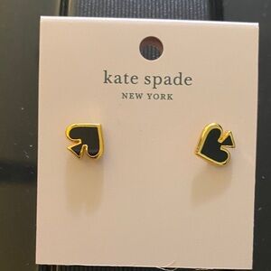 Kate Spade Black and Gold He Classic Spade Earrings